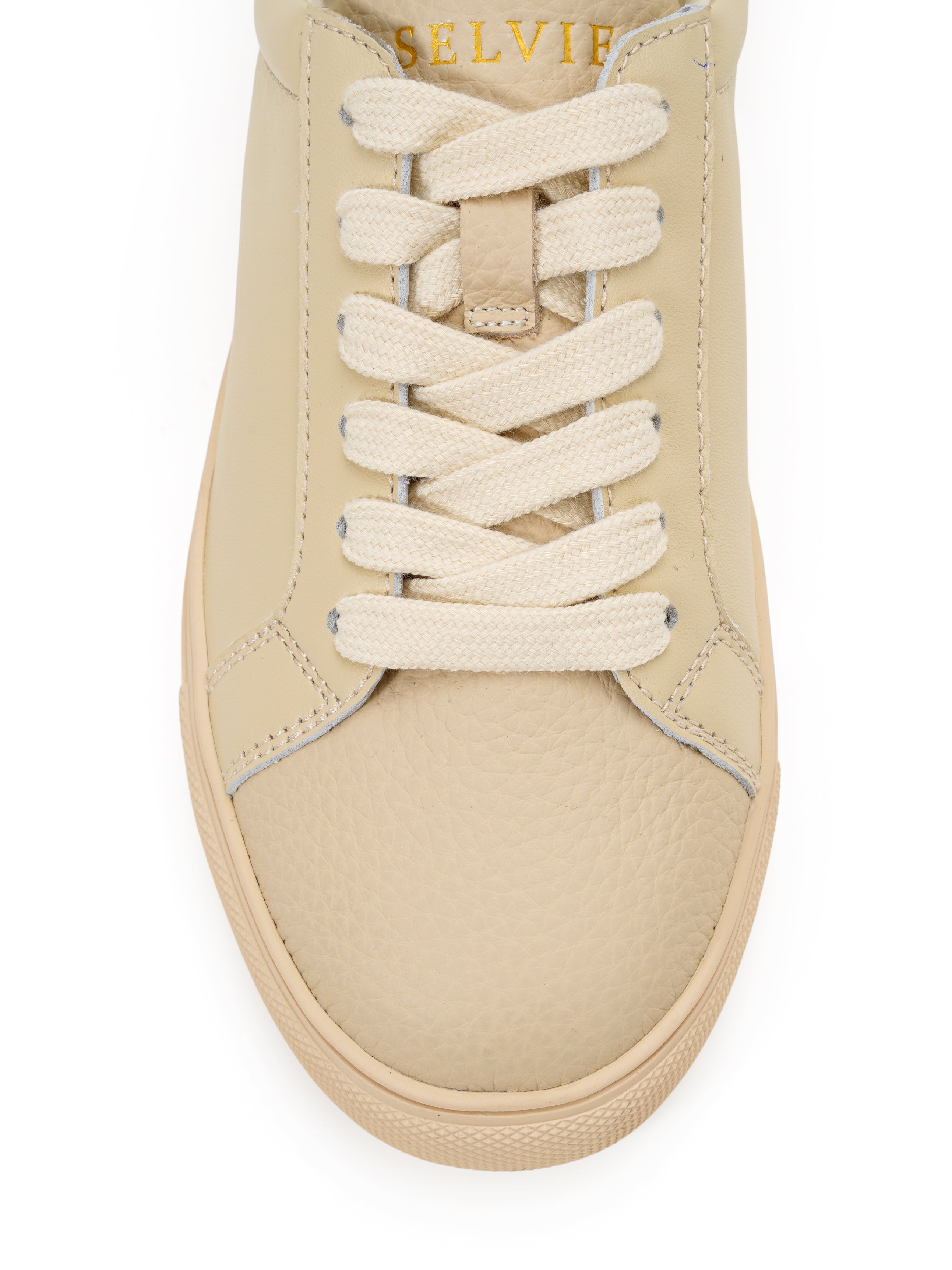 Classic Beige Leather Sneakers