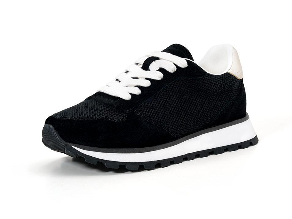 Black Mesh Chunky Sneakers