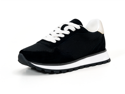 Black Mesh Chunky Sneakers