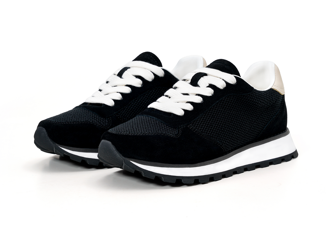 Black Mesh Chunky Sneakers