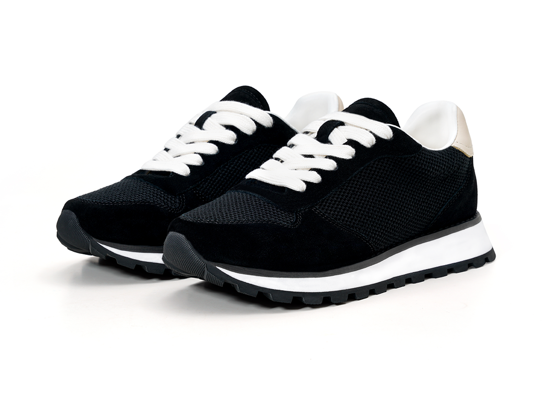 Black Mesh Chunky Sneakers